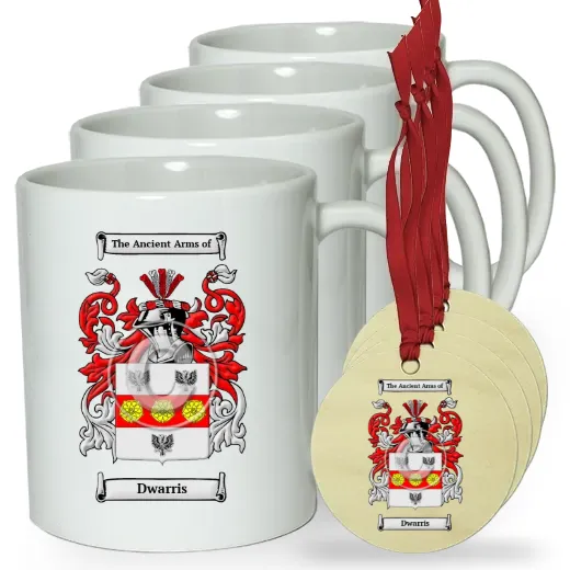 Dwarris Set of 4 Classic Mugs and Ornaments