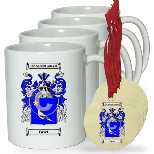 Favet Set of 4 Classic Mugs and Ornaments