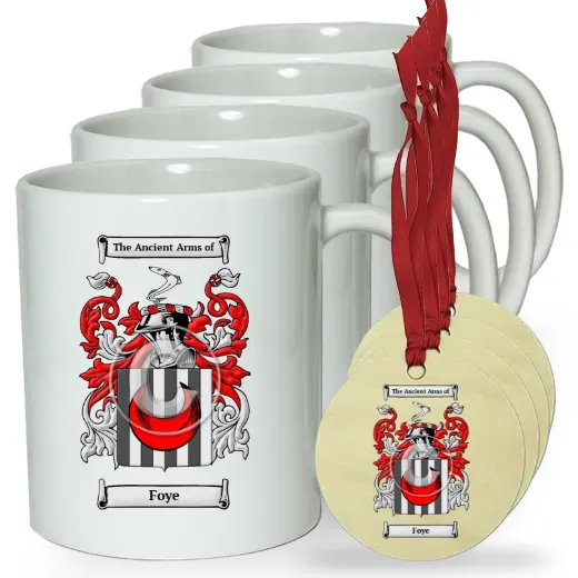 Foye Set of 4 Classic Mugs and Ornaments