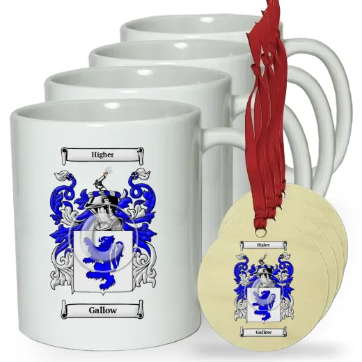 Gallow Set of 4 Classic Mugs and Ornaments