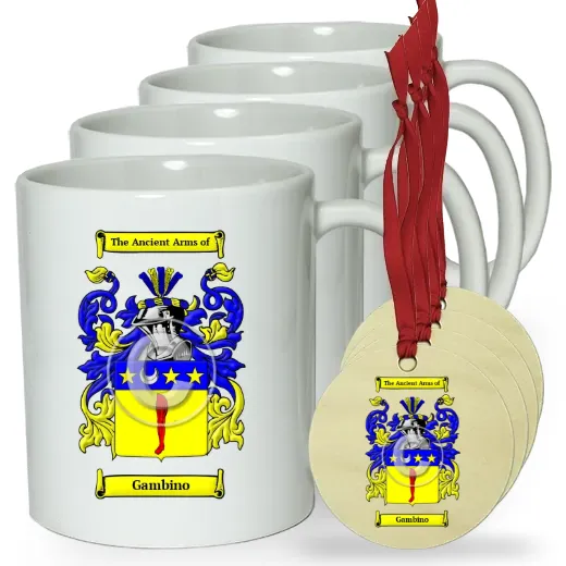 Gambino Set of 4 Classic Mugs and Ornaments