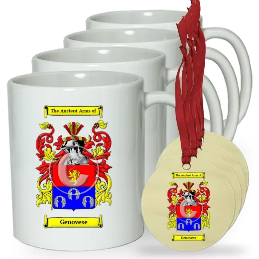 Genovese Set of 4 Classic Mugs and Ornaments