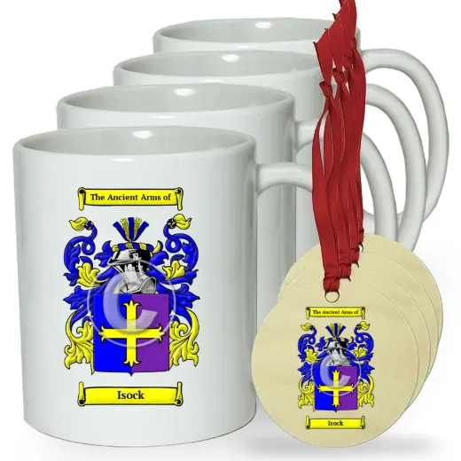 Isock Set of 4 Classic Mugs and Ornaments