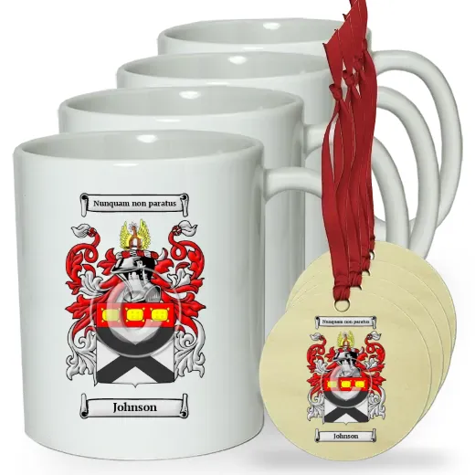 Johnson Set of 4 Classic Mugs and Ornaments
