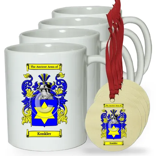 Konkler Set of 4 Classic Mugs and Ornaments
