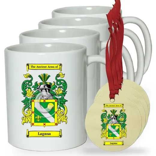 Lagana Set of 4 Classic Mugs and Ornaments