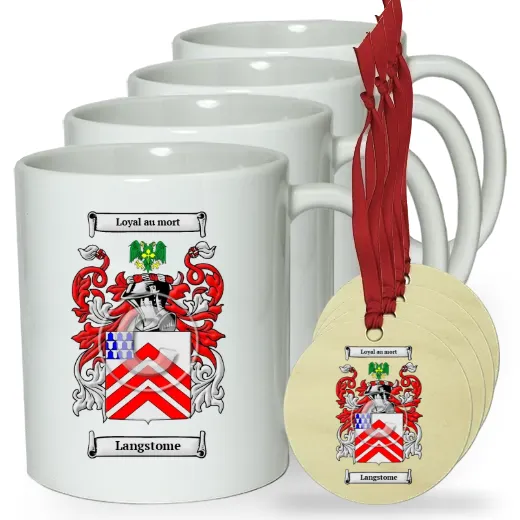 Langstome Set of 4 Classic Mugs and Ornaments