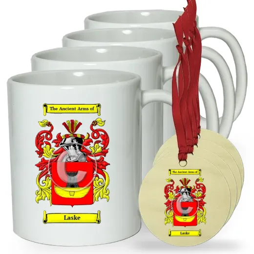 Laske Set of 4 Classic Mugs and Ornaments