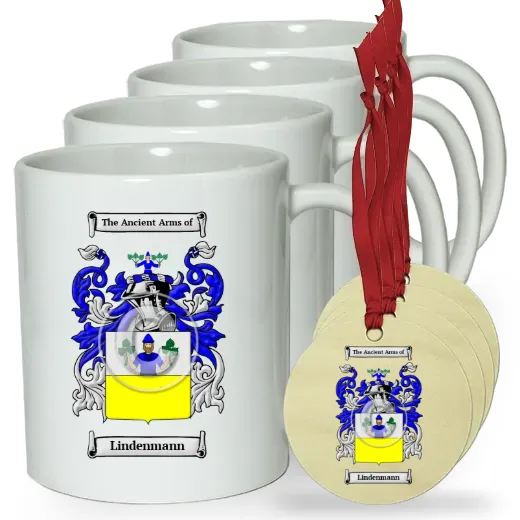 Lindenmann Set of 4 Classic Mugs and Ornaments