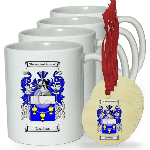 Loveless Set of 4 Classic Mugs and Ornaments