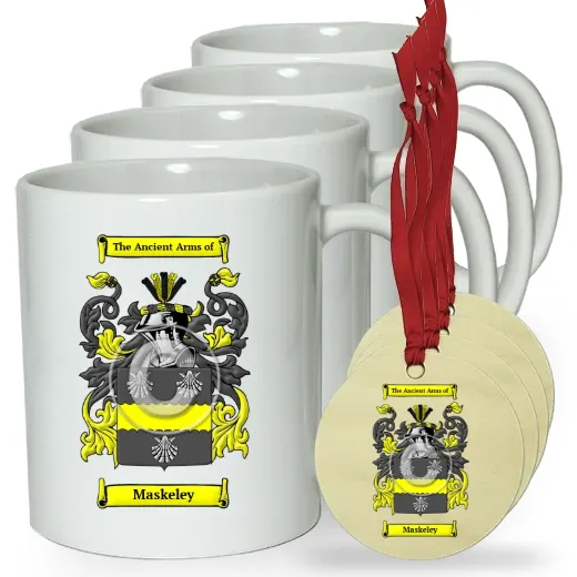 Maskeley Set of 4 Classic Mugs and Ornaments