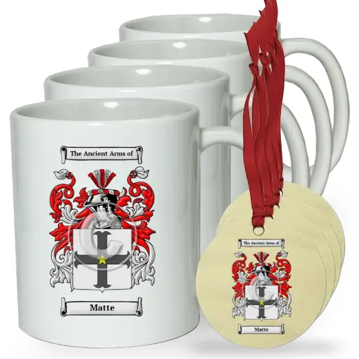 Matte Set of 4 Classic Mugs and Ornaments