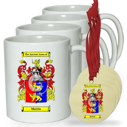 Mattix Set of 4 Classic Mugs and Ornaments