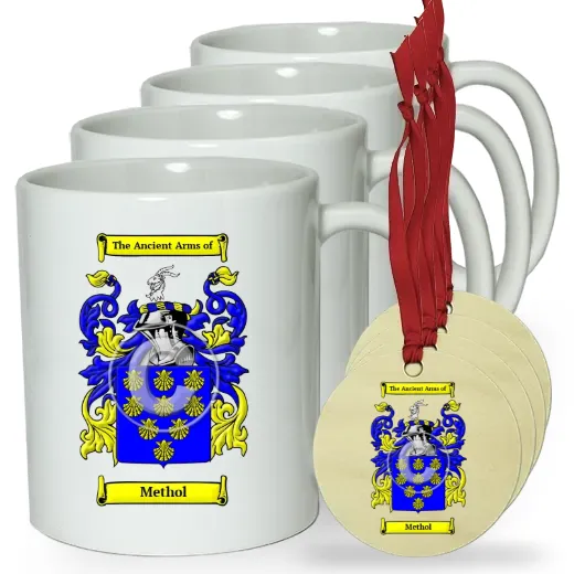 Methol Set of 4 Classic Mugs and Ornaments