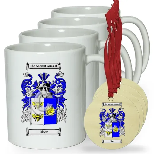 Ober Set of 4 Classic Mugs and Ornaments