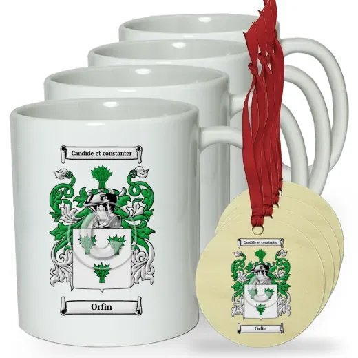 Orfin Set of 4 Classic Mugs and Ornaments