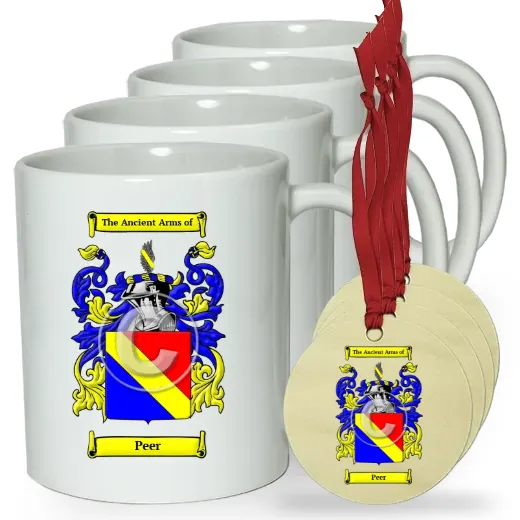 Peer Set of 4 Classic Mugs and Ornaments