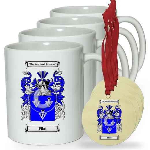 Pilat Set of 4 Classic Mugs and Ornaments