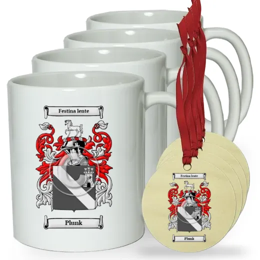 Plunk Set of 4 Classic Mugs and Ornaments