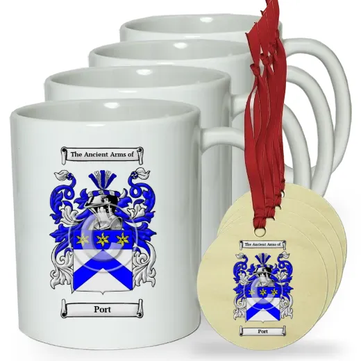 Port Set of 4 Classic Mugs and Ornaments