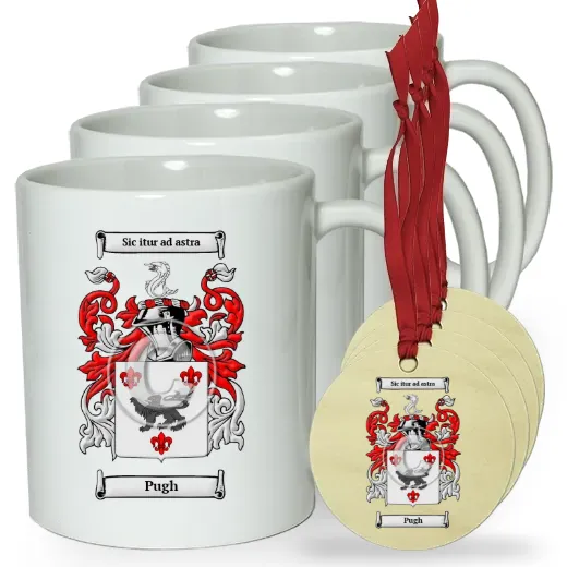 Pugh Set of 4 Classic Mugs and Ornaments
