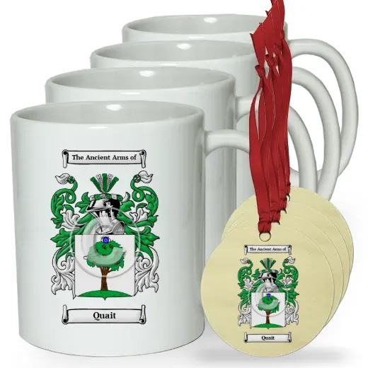 Quait Set of 4 Classic Mugs and Ornaments