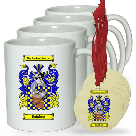Rainbert Set of 4 Classic Mugs and Ornaments