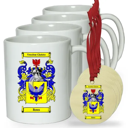 Rous Set of 4 Classic Mugs and Ornaments