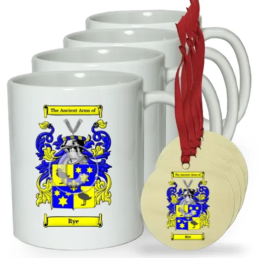 Rye Set of 4 Classic Mugs and Ornaments