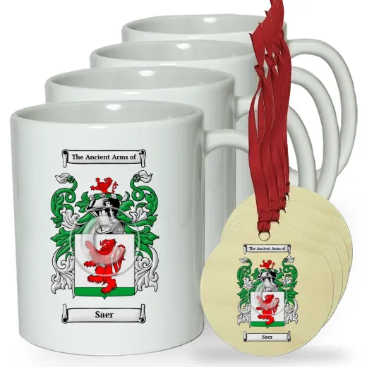 Saer Set of 4 Classic Mugs and Ornaments
