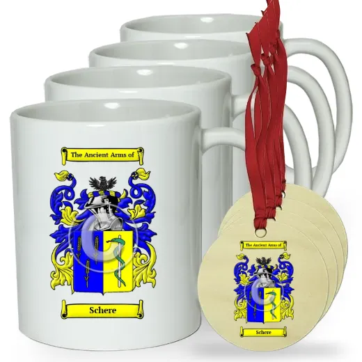 Schere Set of 4 Classic Mugs and Ornaments