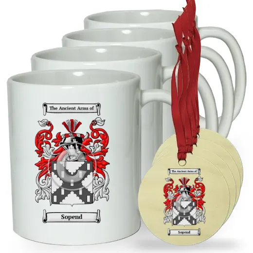 Sopend Set of 4 Classic Mugs and Ornaments