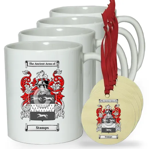 Stamps Set of 4 Classic Mugs and Ornaments