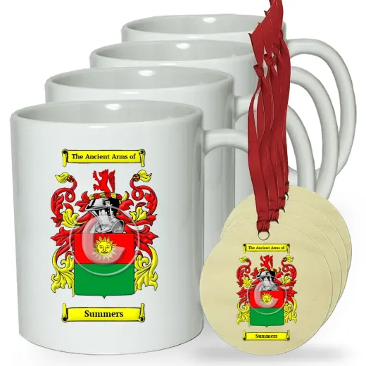 Summers Set of 4 Classic Mugs and Ornaments