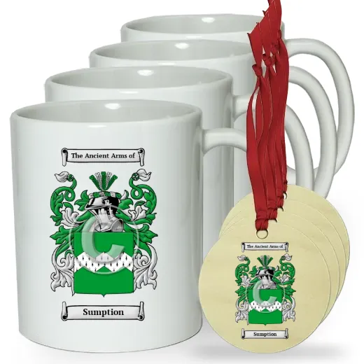 Sumption Set of 4 Classic Mugs and Ornaments