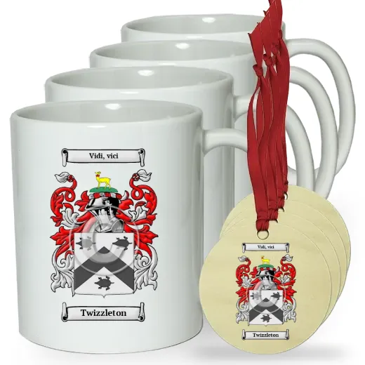 Twizzleton Set of 4 Classic Mugs and Ornaments