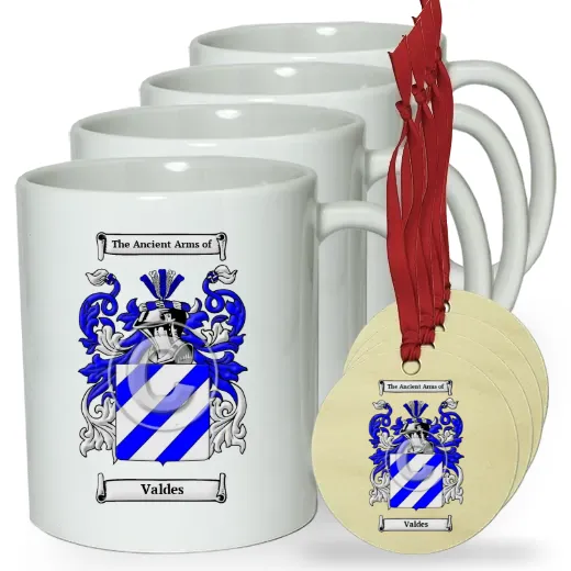 Valdes Set of 4 Classic Mugs and Ornaments