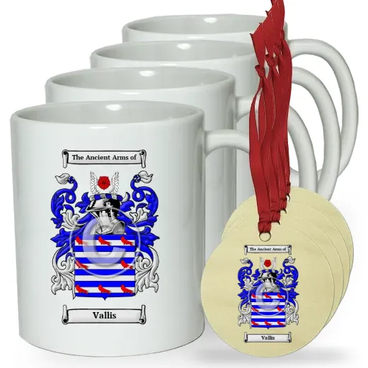 Vallis Set of 4 Classic Mugs and Ornaments