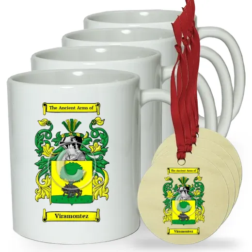 Viramontez Set of 4 Classic Mugs and Ornaments