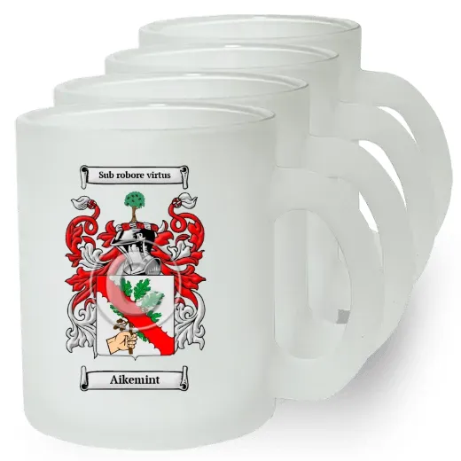 Aikemint Set of 4 Frosted Glass Mugs