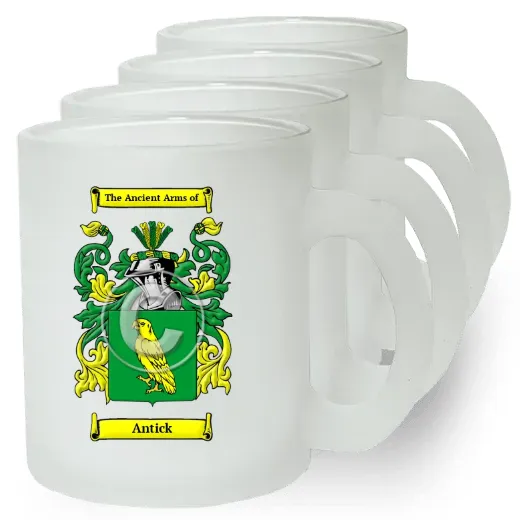 Antick Set of 4 Frosted Glass Mugs