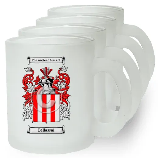 Bellassai Set of 4 Frosted Glass Mugs