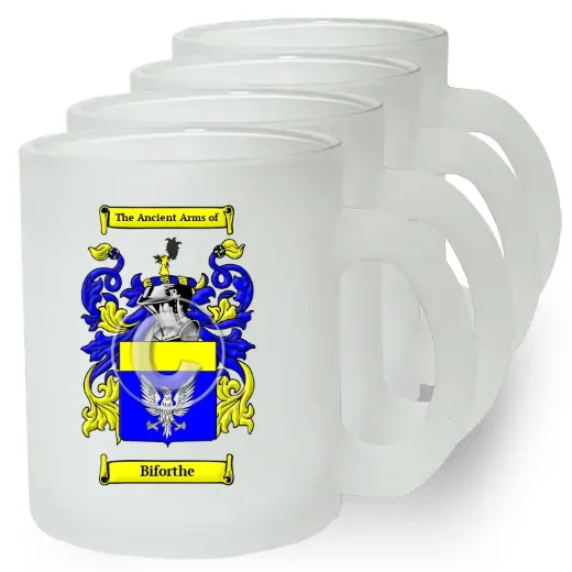 Biforthe Set of 4 Frosted Glass Mugs
