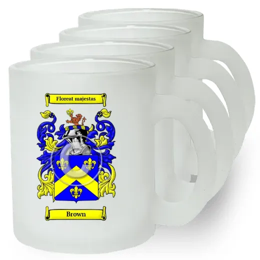 Brown Set of 4 Frosted Glass Mugs