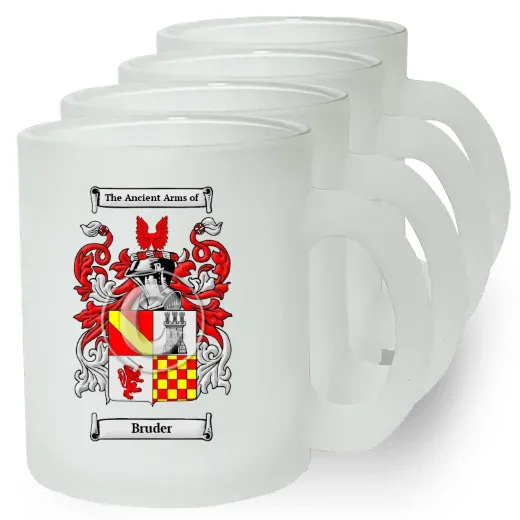 Bruder Set of 4 Frosted Glass Mugs