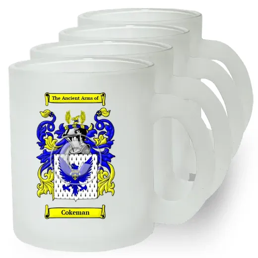 Cokeman Set of 4 Frosted Glass Mugs