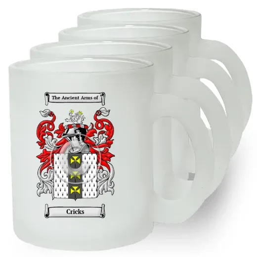 Cricks Set of 4 Frosted Glass Mugs