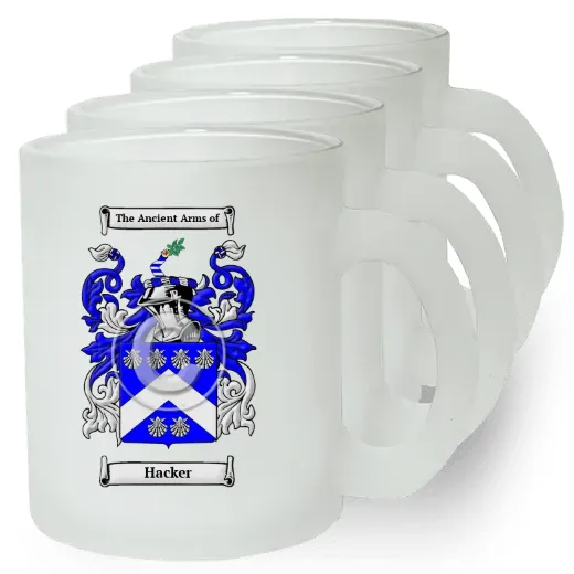 Hacker Set of 4 Frosted Glass Mugs