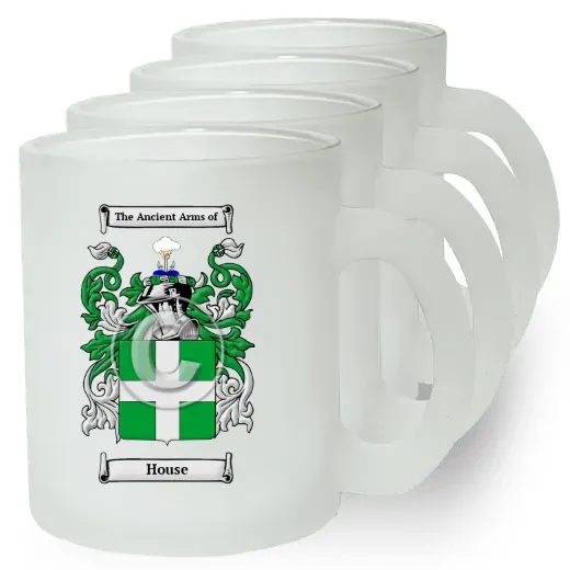 House Set of 4 Frosted Glass Mugs