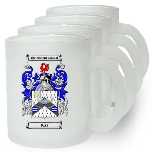 Kiss Set of 4 Frosted Glass Mugs